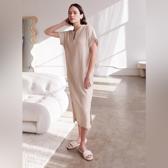 It Is Well Mandarin Gauze Dress in Natural size S - Picture 13 of 13